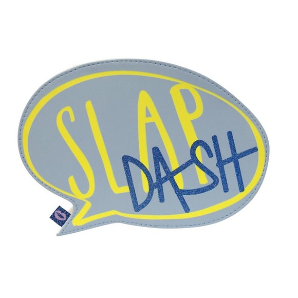 House of disaster Slap dash blue yellow speech bubble zipper makeup bag - Picture 1 of 9